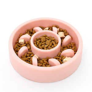 Bol d'alimentation lente pour animaux de compagnie, design arrondi en plastique pour chiens et chats, aide à la digestion anti-étouffement - Product Image 2