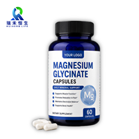 Formule Naturelle Premium Favorisant la Fonction Saine des Nerfs et des Os, Capsules de Magnésium Glycinate pour le Repos Nocturne, Marque RH, 60 Capsules/Flacon