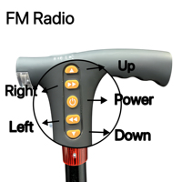 Canne de Mobilité SOS Panique avec Alarme Lumineuse, Radio FM, LED et Pied Antidérapant en Caoutchouc, Batterie au Lithium Rechargeable Quotidienne