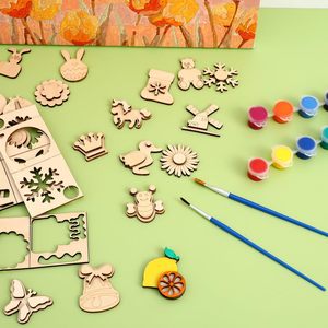 <span class=keywords><strong>Kit</strong></span> de <span class=keywords><strong>peinture</strong></span> d'aimant de réfrigérateur en bois pour bricolage-Fournitures d'artisanat d'art créatif avec aimants en bois non peints pour artisanat décoratif personnalisé - Product Image 5