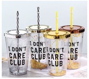 <b>Double</b> <b>Wall</b> PS AS Plastic Straw Cup 12oz 16oz 20oz Clear Cold Drink Tumbler Insert Card Custom Logo for Advertising Party - Product Image 5