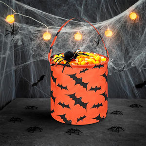 Panier de rangement en coton fait main écologique avec poignée, design chauve-souris du <span class=keywords><strong>diable</strong></span> d'Halloween, pour la décoration de la maison, utilisation polyvalente - Product Image 4