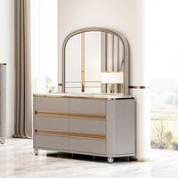 Ensemble de meubles de chambre à coucher de luxe moderne, lit king size, table de chevet, 5+ tiroirs, tête de lit éclairée, en bois, meubles pour la maison, hôtel