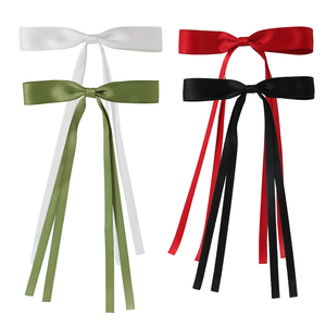 Dameslint Strik Haarclip Aan De Zijkant Met Vloeiende Stropdas Lieve Schattige Haarspeld Voor Dames Meisjes Haaraccessoires Feest - Product Image 1