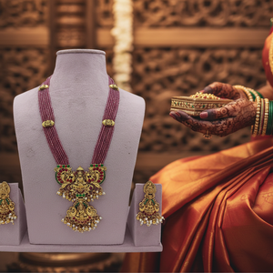 High Quality Traditional South Indian Ethnic Brass Bridal <b>Set</b> Zircon Flower Design Rose Gold Plated Third Party Certified - Product Image 3