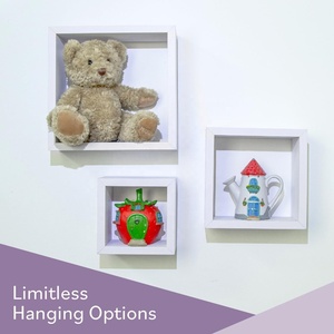 Ensemble de 3 étagères flottantes en forme de <span class=keywords><strong>cube</strong></span> <span class=keywords><strong>blanc</strong></span>, double niveau, design en bois pour gagner de la place dans la cuisine, la salle de bain, le salon - Product Image 5