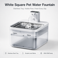Fontaine à eau pour animaux de compagnie en acier inoxydable, à circulation automatique avec indicateur de niveau d'eau, réservoir translucide givré pour chats et chiens
