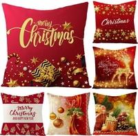 Coussin décoratif d'extérieur en forme de renne rouge d'hiver, housses de coussin de Noël pour la décoration de Noël avec des flocons de neige