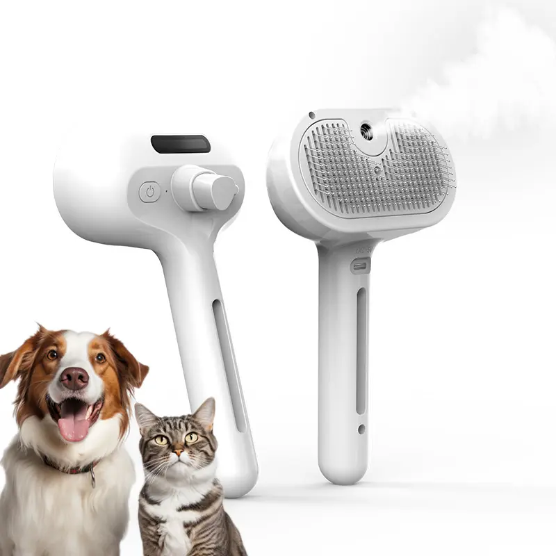 Cepillo de pulverización para gatos 4 en 1 para arrojar el cepillo para perros y gatos con vapor, cepillo de vapor para perros autolimpiante, peine de vapor para el cuidado de la depilación