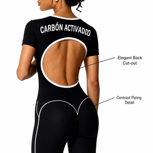 Combinaison de yoga amincissante sans coutures pour femme, col en U, manches courtes, taille haute, dos évidé, tenue de fitness - Product Image 6