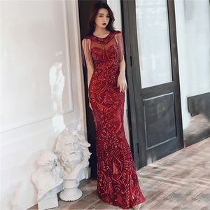 16671 #   Nuovo Abito <span class=keywords><strong>da</strong></span> Sera 2020 con Ciondolo in Cristallo e Diamanti, Spalline Sottili, Coda di <span class=keywords><strong>Pesce</strong></span>, Sexy per Spettacoli e Banchetti - Product Image 1