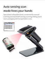 Lecteur de codes-barres 1D 2D portable BWHS-25L avec support, scanner Bluetooth 2,4 G haute vitesse pour la vente au détail, l'entrepôt et la logistique