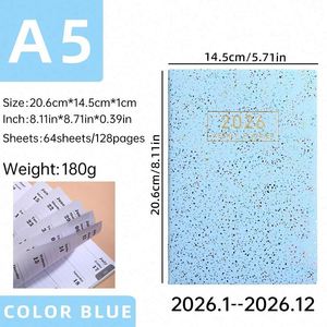 สมุดวางแผน A5 ปี 2026 ปกเลเซอร์สีสันสดใส ลายดาว ปฏิทินวางแผนรายวัน เย็บด้าย ปิดผนึกด้วยกาว - Product Image 5