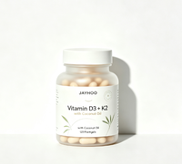 Complément Vegan JAYHOO Vitamine D3 K2 avec Huile de Coco pour Soutenir la Santé des Os et du Cœur - 120 Gélules Végétales