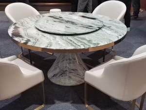 Muebles de Comedor Nuevos de 2022, Mesa de Comedor de Jade Verde Nube, Mesa Redonda de Mármol Verde - Product Image 2