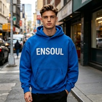 Sweat-shirts à capuche pour hommes, coupe ample, grammage lourd 300-500 g/m², bleu uni, effet vieilli, impression personnalisée, épaules tombantes, marque privée