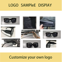 Lunettes de soleil unisexes personnalisées avec logo, motif léopard, verres transparents rouges et bleus, forme rectangulaire carrée, lunettes de soleil de créateur pour hommes et femmes