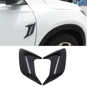 带气流进气罩侧出口装饰的豪华汽车贴纸车身用仿真通风口碳纤维标志-ABS材料