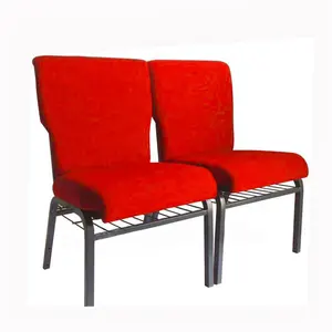 Wholesale High Back Fabric Metal Legs Upholstered Fabric stackable Auditorium Church Pulpit Chairs