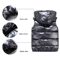 Yingquanz Gilet Matelassé Homme Hiver Personnalisé Sans Manches Blouson Brillant Doudoune avec Capuche Imperméable Veste Enduite Chauffe-Corps