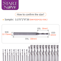Startnow Mill Cutter Bit Down Cut Deux Flûte Gauche Spirale Bits Carbure Tungstène CNC Routeur Bits End Fraisage Pièces