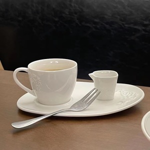 French-Style Vintage Embossed Ceramic Cup Saucer Designer Coffee & <b>Tea</b> <b>Set</b> Dessert Plate - Product Image 1