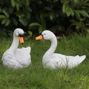 2022 Large Animal Sculpture <strong>Life</strong> <strong>Size</strong> Fiberglass White Swan <strong>Statue</strong> for Garden Park Decoration - Product Image 1