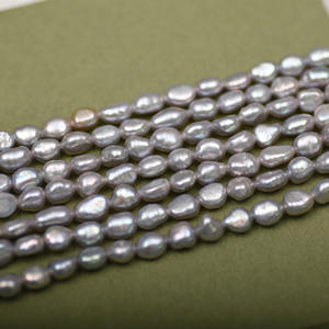 Collier de perles d'eau douce naturelles baroques grises, brillantes des deux côtés, environ 5 mm, accessoire semi-fini pour bricolage, perles blanches - Product Image 4