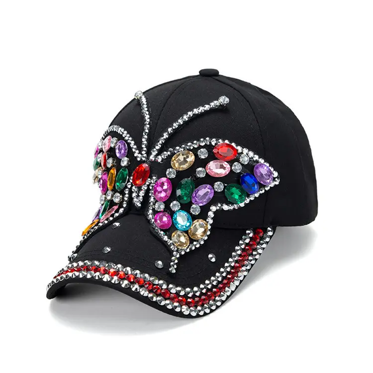 Summer Baseball Luxury Women Sparkle Bling capes butterfly set diamond cowboy hats fashion versatile outdoor hat Dropshipping