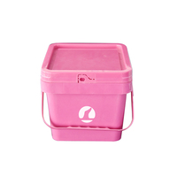 Seau à glace en plastique rose de qualité alimentaire, hermétique, réutilisable, couleurs personnalisables, seau carré en plastique de 5 gallons