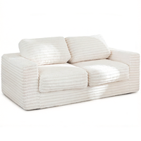 Sofá Cama de Terciopelo Acanalado con Relleno de Esponja, Estilo Crema, Compresión al Vacío, Línea Recta, para Sala de Estar y Apartamentos Pequeños, OEM
