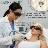 Lunettes de sécurité laser certifiées CE EN207, 532 nm 1064 nm OD 5+ 22 % de transmission, protection oculaire laser, lunettes de protection pour laser YAG 2 lignes
