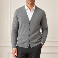 OEM ODM Herren V-Ausschnitt Strickjacke mit Knopfleiste Grau Kundenspezifisches Design Herstellerfabrik