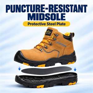 Zapatos de Seguridad con Puntera de Acero, Botas de Trabajo de Cuero Nubuck, Antideslizantes, Anti-Impactos, Calzado de Construcción - Product Image 2