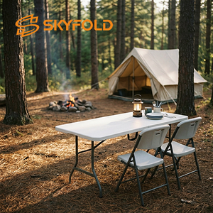 Ensemble <span class=keywords><strong>de</strong></span> chaises et <span class=keywords><strong>de</strong></span> tables pliantes rectangulaires en plastique portables <span class=keywords><strong>de</strong></span> 6 pieds pour événements en plein air - Product Image 4