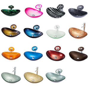 Boweiya Lavabo en verre ovale de couleur chocolat pour salle de bain d'hôtel, avec meuble - Product Image 2