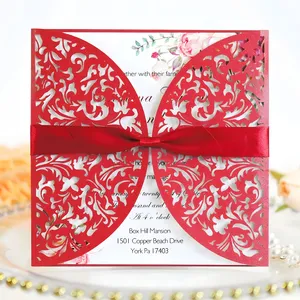 Wedding Wholesale Gift Printing Greeting Invitation Custom Card Envelope Luxury 3D Design Laser Cut Thank You Paper For Birthday