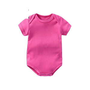 Abbigliamento in cotone per neonati vestiti per bambine e ragazzi in tinta unita tutina a manica corta body in cotone tinta unita tutina personalizzata per bambini - Product Image 6