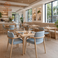 Meubles de restaurant Ron Group Cafe, chaise en bois massif, banquette en tissu, table carrée en bois moderne et luxueuse pour usage commercial