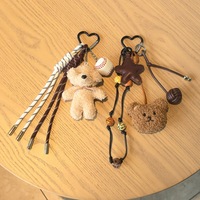 Porte-clés et breloque de sac polyvalente en peluche petit ours, style Miu rétro vintage transfrontalier, pour femme, mariage