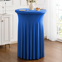 Vente en gros de nappes extensibles pour jupe de table de cocktail ronde avec rideaux ondulés naturels, housses de table de cocktail ajustées