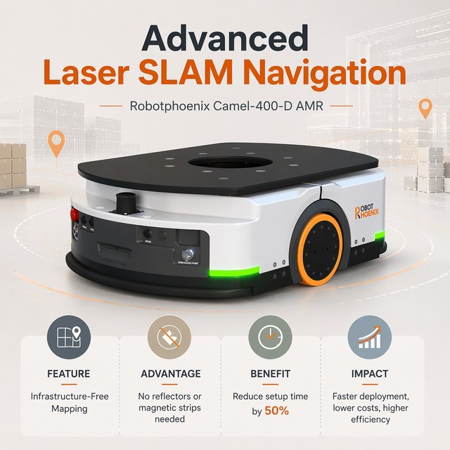 Robotphoenix Camel1000 400-1600kg Payload AGV Robot Warehouse with QR Code + Laser Navigation and Scheduling System