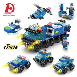 HUADA สินค้าใหม่ชุดเกมในร่ม Assemblable DIY Building Blocks ตำรวจรถสำหรับ Little Boy