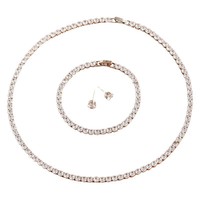 Parure de bijoux en cuivre et zircon de grande marque, style Moyen-Orient, élégante et simple, comprenant collier, boucles d'oreilles et bracelet, accessoires de mariage et de mariée