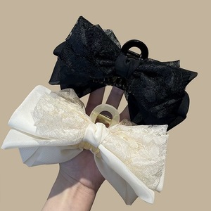Korean Large Lace <b>Bow</b> <b>Clip</b> Elegant Fabric Shark Grip Wedding Daily Use Eco-Friendly Plastic Geometric Hair Accessories - Product Image 2