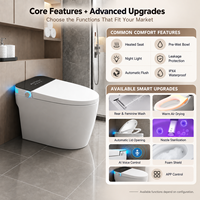 Vente en gros usine WC intelligent monobloc en céramique avec bidet intégré, chasse d'eau automatique, télécommande, siphon en S et siège chauffant