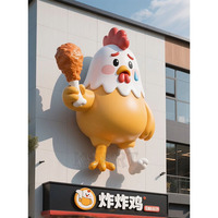 La decoración creativa del Popular restaurante de pollo frito: una enorme escultura modelo de pollo frito