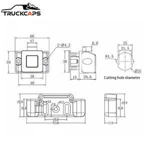Cerradura Cuadrada para Gabinete <span class=keywords><strong>TuKa</strong></span> Negra de ABS/Aleación de Zinc 48x60x45.2mm para Accesorios de Remolques y Autocaravanas - Product Image 5