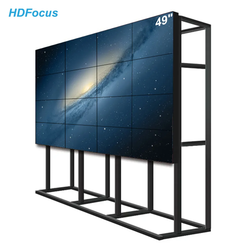 Tampilan Uhd 4k 49 inci Bezel layar Ultra tipis pemutar Tv iklan layar 2x2 peraga Digital dinding Video LCD 3x3