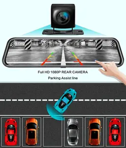 10 인치 자동차 DVR 2K 와이파이 GPS 듀얼 렌즈 풀 터치 스크린 비디오 레코더 캠 백미러 Dashcam 차량 블랙 박스